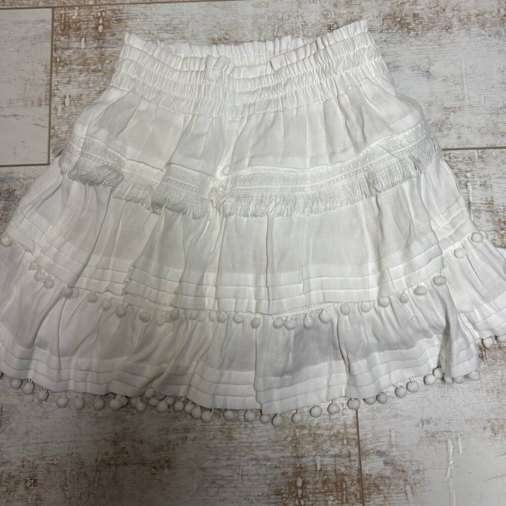 White Ruffle Mini Skirt - Size S